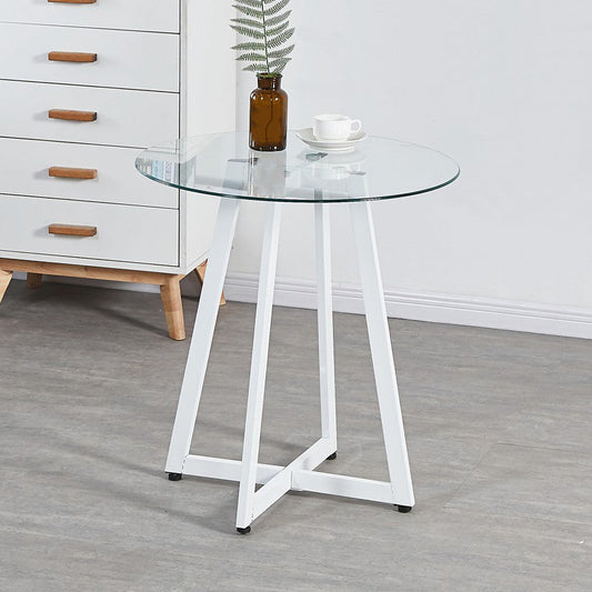 Simplicity Style Round Pedestal Dining Table Clear Glass Home Furniture Clearhalo ' dining_table' 'Dining Tables & Seating' 'Dining Tables' 'Furniture' 'furniture_dining_table' 'Kitchen & Dining Furniture' 'kitchen&dining_furn' 'kitchen' 'kitchen_dining_table' 3703971