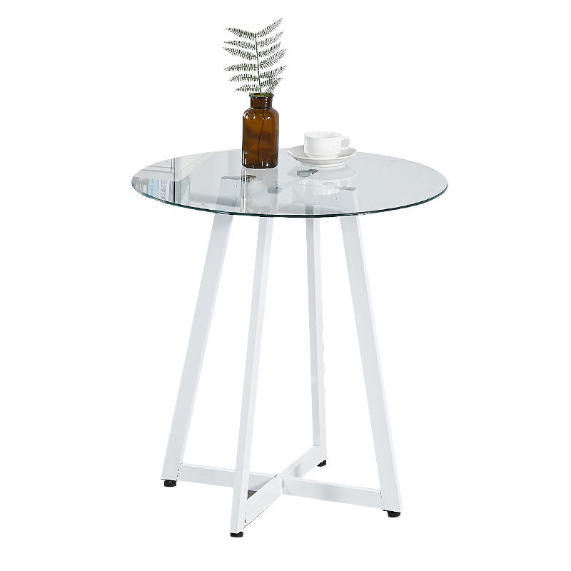 Simplicity Style Round Pedestal Dining Table Clear Glass Home Furniture White Clear Clearhalo ' dining_table' 'Dining Tables & Seating' 'Dining Tables' 'Furniture' 'furniture_dining_table' 'Kitchen & Dining Furniture' 'kitchen&dining_furn' 'kitchen' 'kitchen_dining_table' 3703972