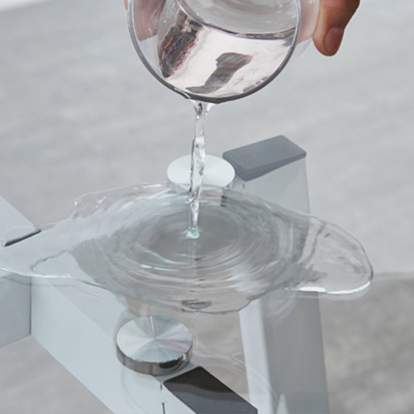 Simplicity Style Round Pedestal Dining Table Clear Glass Home Furniture Clearhalo ' dining_table' 'Dining Tables & Seating' 'Dining Tables' 'Furniture' 'furniture_dining_table' 'Kitchen & Dining Furniture' 'kitchen&dining_furn' 'kitchen' 'kitchen_dining_table' 3703974