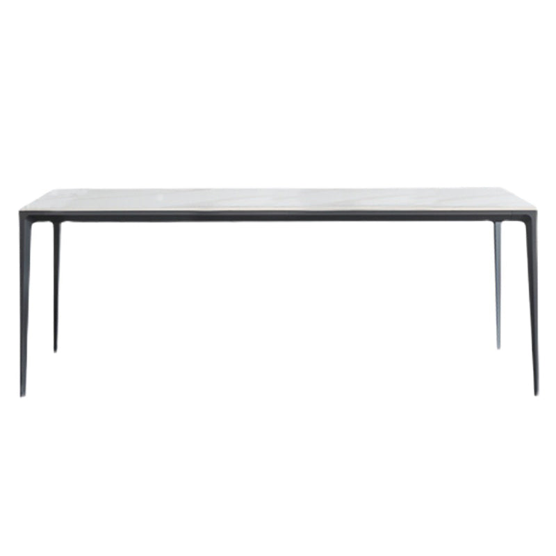 Sintered Stone Top Dining Table Rectangle Table in White with Metal Base and 4 Legs Clearhalo ' dining_table' 'Dining Tables & Seating' 'Dining Tables' 'furn' 'furn_dining_table' 'Furniture' 'furniture_dining_table' 'Kitchen & Dining Furniture' 'kitchen&dining_furn' 'kitchen' 'kitchen_dining_table' 3704000