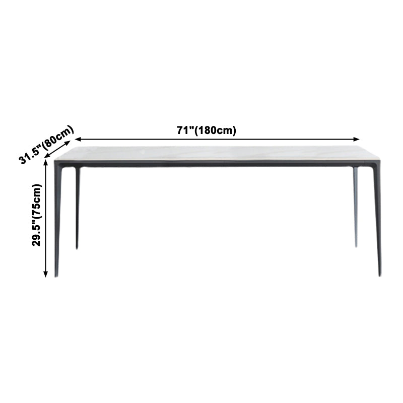 Sintered Stone Top Dining Table Rectangle Table in White with Metal Base and 4 Legs Clearhalo ' dining_table' 'Dining Tables & Seating' 'Dining Tables' 'furn' 'furn_dining_table' 'Furniture' 'furniture_dining_table' 'Kitchen & Dining Furniture' 'kitchen&dining_furn' 'kitchen' 'kitchen_dining_table' 3704006