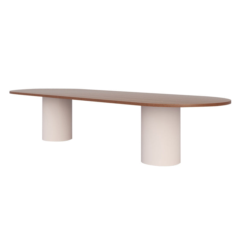 Round Wood Dining Table Reclaimed Pine Table in Brown with Double Pedestal Without Chairs Clearhalo ' dining_table' 'Dining Tables & Seating' 'Dining Tables' 'furn' 'furn_dining_table' 'Furniture' 'furniture_dining_table' 'Kitchen & Dining Furniture' 'kitchen&dining_furn' 'kitchen' 'kitchen_dining_table' 3704011