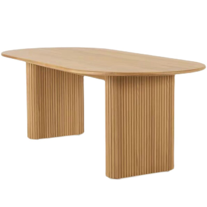 Oval Solid Pinewood Brown Tone Dining Table Simplicity Double Pedestal Table for Dining Room Clearhalo ' dining_table' 'Dining Tables & Seating' 'Dining Tables' 'furn' 'furn_dining_table' 'Furniture' 'furniture_dining_table' 'Kitchen & Dining Furniture' 'kitchen&dining_furn' 'kitchen' 'kitchen_dining_table' 3704032