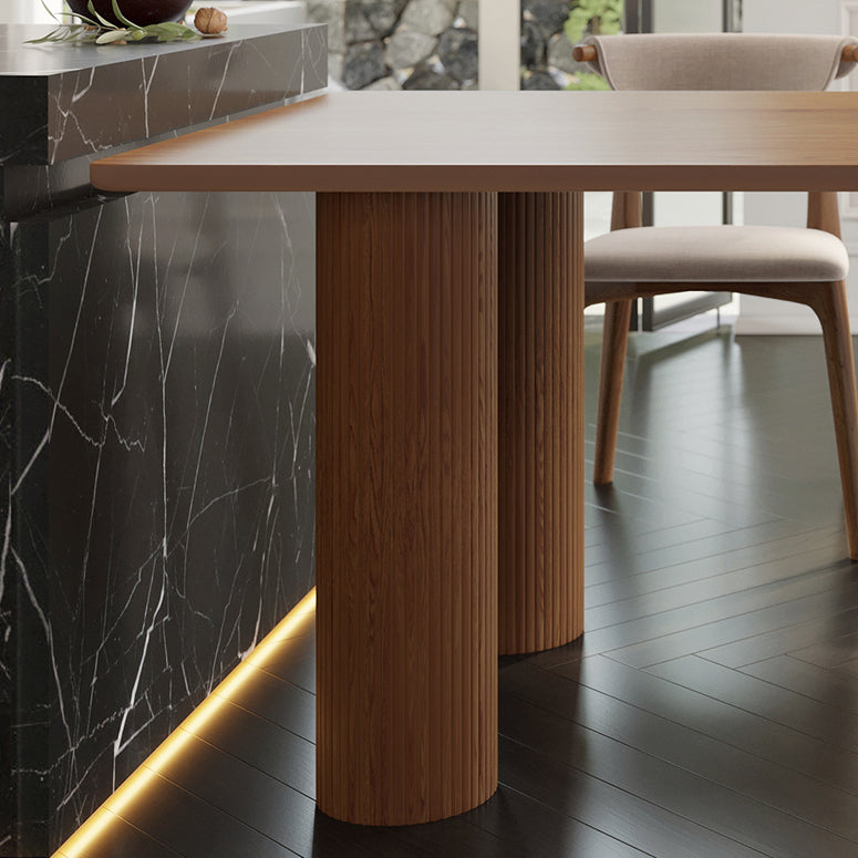 Modern Solid Wood Irregular Shape Dining Table Kitchen Dining Table with Double Pedestal Bases Clearhalo ' dining_table' 'Dining Tables & Seating' 'Dining Tables' 'furn' 'furn_dining_table' 'Furniture' 'furniture_dining_table' 'Kitchen & Dining Furniture' 'kitchen&dining_furn' 'kitchen' 'kitchen_dining_table' 3704041