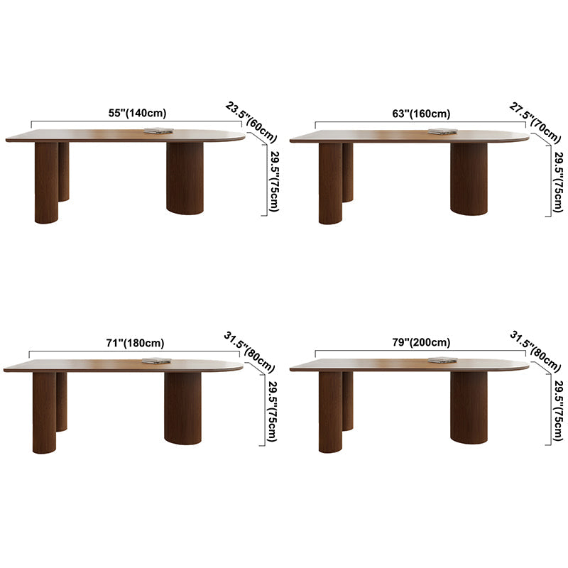 Modern Solid Wood Irregular Shape Dining Table Kitchen Dining Table with Double Pedestal Bases Clearhalo ' dining_table' 'Dining Tables & Seating' 'Dining Tables' 'furn' 'furn_dining_table' 'Furniture' 'furniture_dining_table' 'Kitchen & Dining Furniture' 'kitchen&dining_furn' 'kitchen' 'kitchen_dining_table' 3704044
