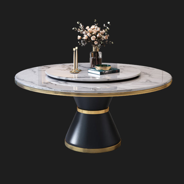 Metal Modern Round Indoor Table Sintered Stone Dining Table for Kitchen and Dining Room Grey Without Chairs Clearhalo ' dining_table' 'Dining Tables & Seating' 'Dining Tables' 'furn' 'furn_dining_table' 'Furniture' 'furniture_dining_table' 'Kitchen & Dining Furniture' 'kitchen&dining_furn' 'kitchen' 'kitchen_dining_table' 3704056