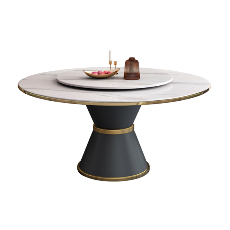 Metal Modern Round Indoor Table Sintered Stone Dining Table for Kitchen and Dining Room White Without Chairs Clearhalo ' dining_table' 'Dining Tables & Seating' 'Dining Tables' 'furn' 'furn_dining_table' 'Furniture' 'furniture_dining_table' 'Kitchen & Dining Furniture' 'kitchen&dining_furn' 'kitchen' 'kitchen_dining_table' 3704057