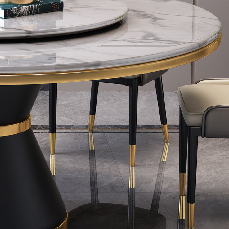 Metal Modern Round Indoor Table Sintered Stone Dining Table for Kitchen and Dining Room Clearhalo ' dining_table' 'Dining Tables & Seating' 'Dining Tables' 'furn' 'furn_dining_table' 'Furniture' 'furniture_dining_table' 'Kitchen & Dining Furniture' 'kitchen&dining_furn' 'kitchen' 'kitchen_dining_table' 3704060