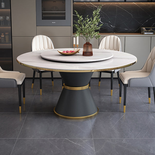 Metal Modern Round Indoor Table Sintered Stone Dining Table for Kitchen and Dining Room Clearhalo ' dining_table' 'Dining Tables & Seating' 'Dining Tables' 'furn' 'furn_dining_table' 'Furniture' 'furniture_dining_table' 'Kitchen & Dining Furniture' 'kitchen&dining_furn' 'kitchen' 'kitchen_dining_table' 3704063