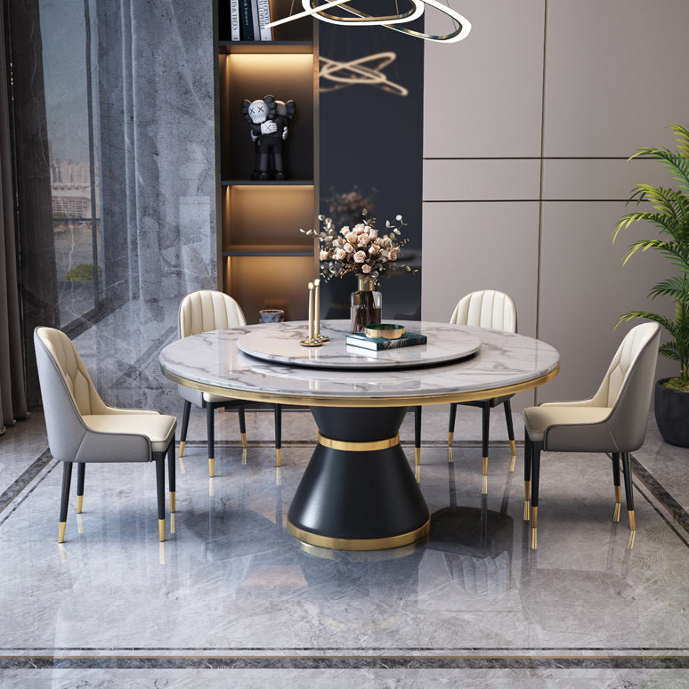 Metal Modern Round Indoor Table Sintered Stone Dining Table for Kitchen and Dining Room Clearhalo ' dining_table' 'Dining Tables & Seating' 'Dining Tables' 'furn' 'furn_dining_table' 'Furniture' 'furniture_dining_table' 'Kitchen & Dining Furniture' 'kitchen&dining_furn' 'kitchen' 'kitchen_dining_table' 3704065