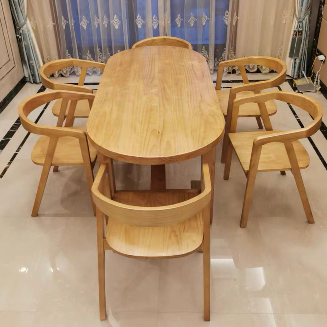 Oval Solid Wood Brown Tone Dining Table Simplicity Fixed Table for Dining Room Clearhalo ' dining_table' 'Dining Tables & Seating' 'Dining Tables' 'furn' 'furn_dining_table' 'Furniture' 'furniture_dining_table' 'Kitchen & Dining Furniture' 'kitchen&dining_furn' 'kitchen' 'kitchen_dining_table' 3704067