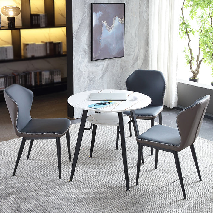 Modern Style Round Dining Room Table Sintered Stone Table with Metal Base Clearhalo ' dining_table' 'Dining Tables & Seating' 'Dining Tables' 'furn' 'furn_dining_table' 'Furniture' 'furniture_dining_table' 'Kitchen & Dining Furniture' 'kitchen&dining_furn' 'kitchen' 'kitchen_dining_table' 3704124