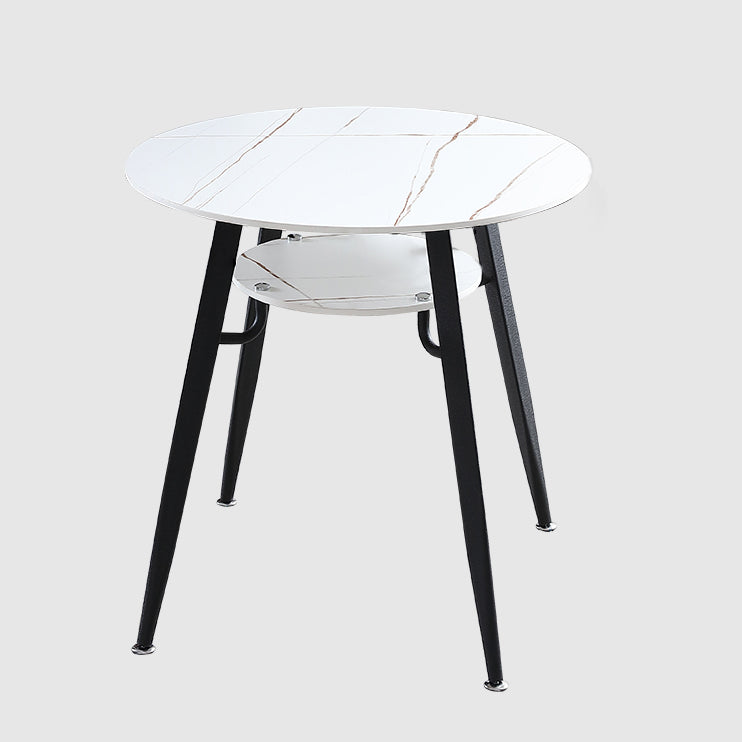 Modern Style Round Dining Room Table Sintered Stone Table with Metal Base White Without Chairs Clearhalo ' dining_table' 'Dining Tables & Seating' 'Dining Tables' 'furn' 'furn_dining_table' 'Furniture' 'furniture_dining_table' 'Kitchen & Dining Furniture' 'kitchen&dining_furn' 'kitchen' 'kitchen_dining_table' 3704125