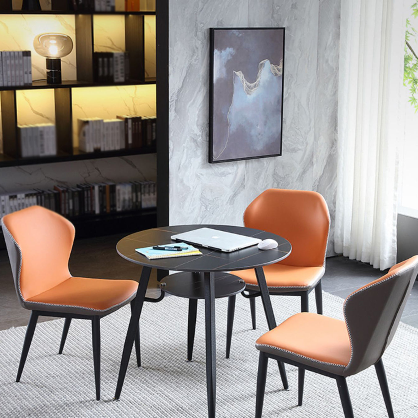 Modern Style Round Dining Room Table Sintered Stone Table with Metal Base Clearhalo ' dining_table' 'Dining Tables & Seating' 'Dining Tables' 'furn' 'furn_dining_table' 'Furniture' 'furniture_dining_table' 'Kitchen & Dining Furniture' 'kitchen&dining_furn' 'kitchen' 'kitchen_dining_table' 3704126