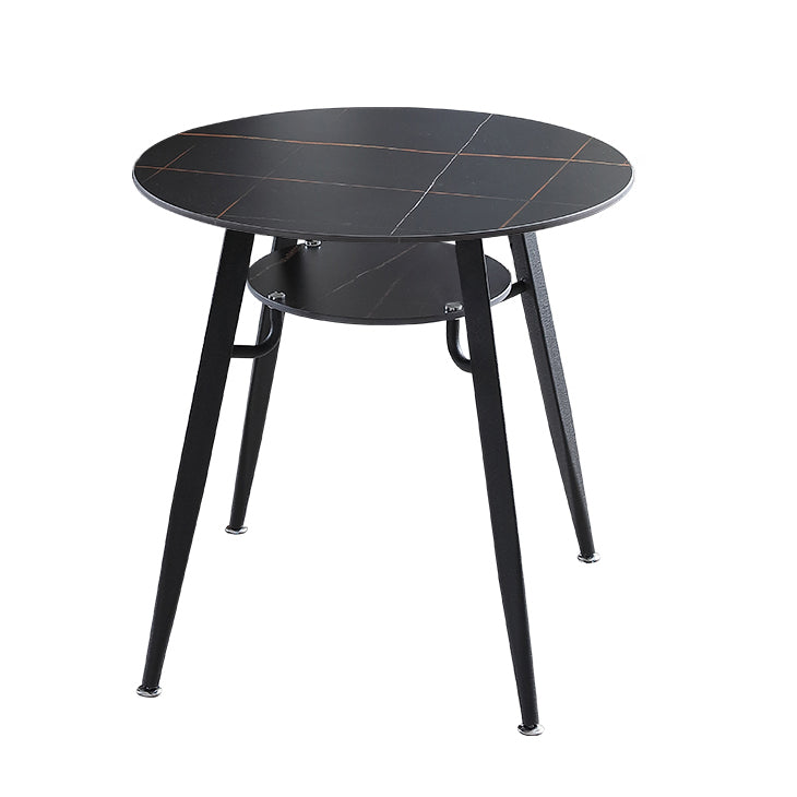 Modern Style Round Dining Room Table Sintered Stone Table with Metal Base Black Without Chairs Clearhalo ' dining_table' 'Dining Tables & Seating' 'Dining Tables' 'furn' 'furn_dining_table' 'Furniture' 'furniture_dining_table' 'Kitchen & Dining Furniture' 'kitchen&dining_furn' 'kitchen' 'kitchen_dining_table' 3704129