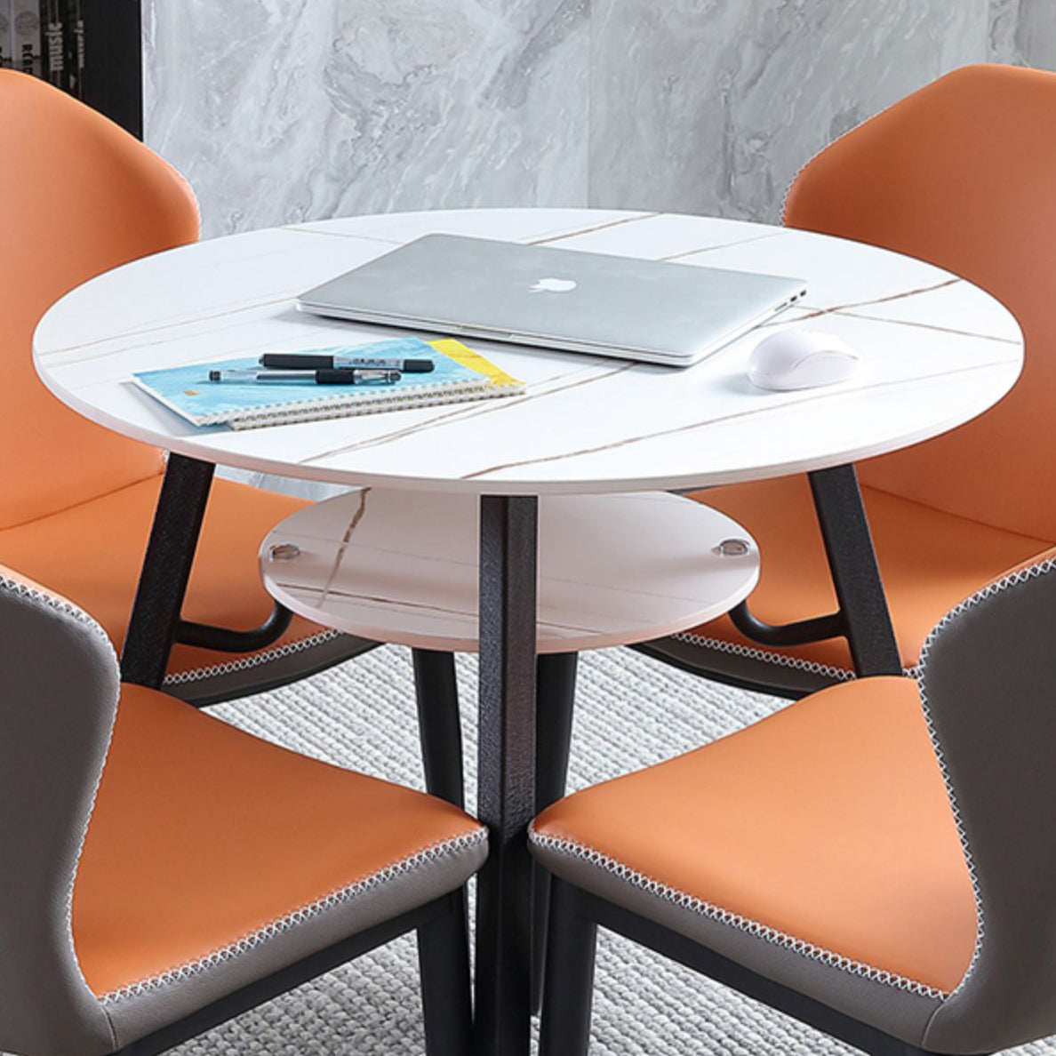 Modern Style Round Dining Room Table Sintered Stone Table with Metal Base Clearhalo ' dining_table' 'Dining Tables & Seating' 'Dining Tables' 'furn' 'furn_dining_table' 'Furniture' 'furniture_dining_table' 'Kitchen & Dining Furniture' 'kitchen&dining_furn' 'kitchen' 'kitchen_dining_table' 3704133