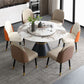 Contemporary Round Dining Table Sintered Stone Table with Black Pedestal Base,51.2"L x 51.2"W x 30"H Clearhalo ' dining_table' 'Dining Tables & Seating' 'Dining Tables' 'furn' 'furn_dining_table' 'Furniture' 'furniture_dining_table' 'Kitchen & Dining Furniture' 'kitchen&dining_furn' 'kitchen' 'kitchen_dining_table' 3704149