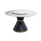 Contemporary Round Dining Table Sintered Stone Table with Black Pedestal Base,51.2"L x 51.2"W x 30"H White Without Chairs Clearhalo ' dining_table' 'Dining Tables & Seating' 'Dining Tables' 'furn' 'furn_dining_table' 'Furniture' 'furniture_dining_table' 'Kitchen & Dining Furniture' 'kitchen&dining_furn' 'kitchen' 'kitchen_dining_table' 3704152