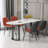 Simplicity Style Sintered Stone Dining Table Freeform Shape Table with Double Pedestal Base Clearhalo ' dining_table' 'Dining Tables & Seating' 'Dining Tables' 'furn' 'furn_dining_table' 'Furniture' 'furniture_dining_table' 'Kitchen & Dining Furniture' 'kitchen&dining_furn' 'kitchen' 'kitchen_dining_table' 3704155