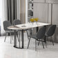 Simplicity Style Sintered Stone Dining Table Freeform Shape Table with Double Pedestal Base Clearhalo ' dining_table' 'Dining Tables & Seating' 'Dining Tables' 'furn' 'furn_dining_table' 'Furniture' 'furniture_dining_table' 'Kitchen & Dining Furniture' 'kitchen&dining_furn' 'kitchen' 'kitchen_dining_table' 3704158