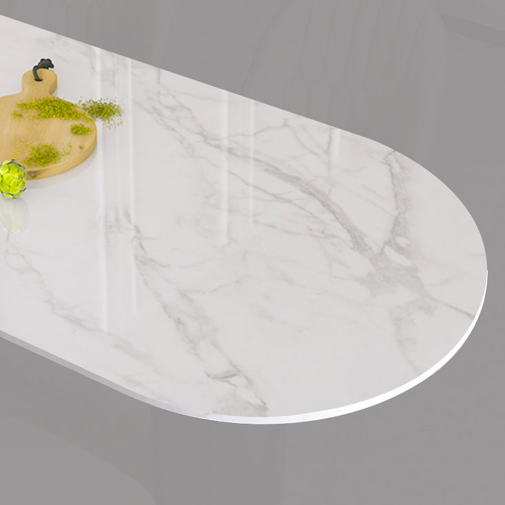 Simplicity Style Sintered Stone Dining Table Freeform Shape Table with Double Pedestal Base Clearhalo ' dining_table' 'Dining Tables & Seating' 'Dining Tables' 'furn' 'furn_dining_table' 'Furniture' 'furniture_dining_table' 'Kitchen & Dining Furniture' 'kitchen&dining_furn' 'kitchen' 'kitchen_dining_table' 3704162