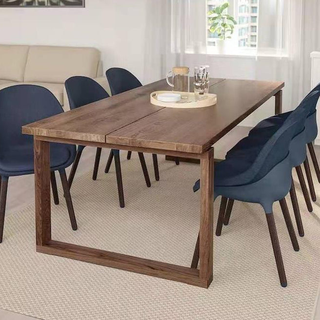 Contemporary Rectangle Shape Kitchen Dining Table Solid Wood Dining Table with Double Pedestal Bases Clearhalo ' dining_table' 'Dining Tables & Seating' 'Dining Tables' 'furn' 'furn_dining_table' 'Furniture' 'furniture_dining_table' 'Kitchen & Dining Furniture' 'kitchen&dining_furn' 'kitchen' 'kitchen_dining_table' 3704171