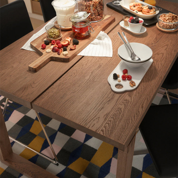Contemporary Rectangle Shape Kitchen Dining Table Solid Wood Dining Table with Double Pedestal Bases Clearhalo ' dining_table' 'Dining Tables & Seating' 'Dining Tables' 'furn' 'furn_dining_table' 'Furniture' 'furniture_dining_table' 'Kitchen & Dining Furniture' 'kitchen&dining_furn' 'kitchen' 'kitchen_dining_table' 3704172