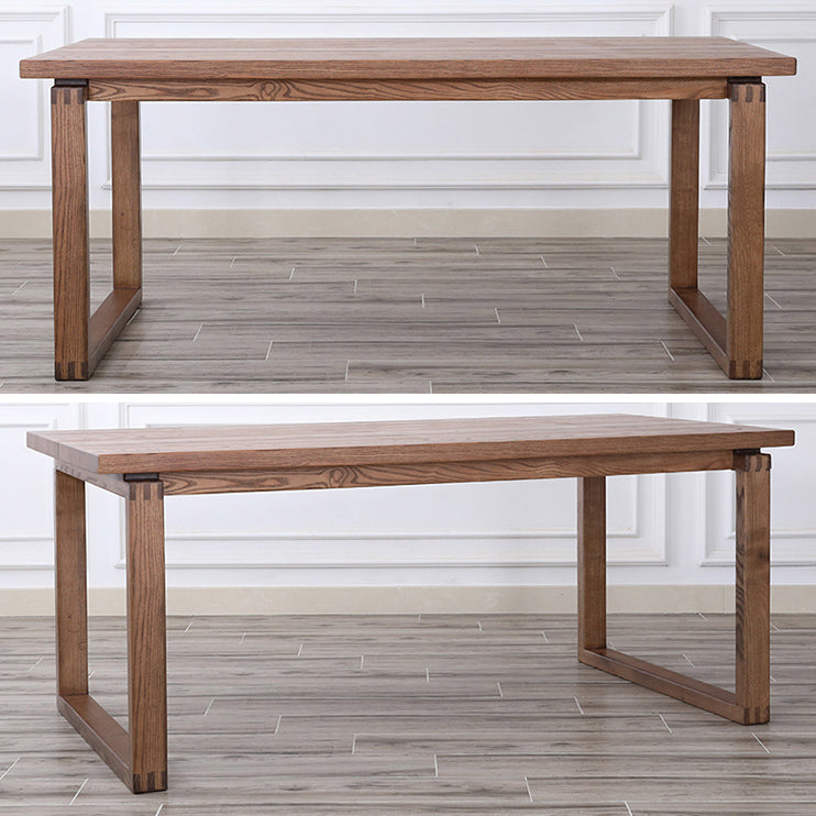 Contemporary Rectangle Shape Kitchen Dining Table Solid Wood Dining Table with Double Pedestal Bases Clearhalo ' dining_table' 'Dining Tables & Seating' 'Dining Tables' 'furn' 'furn_dining_table' 'Furniture' 'furniture_dining_table' 'Kitchen & Dining Furniture' 'kitchen&dining_furn' 'kitchen' 'kitchen_dining_table' 3704177