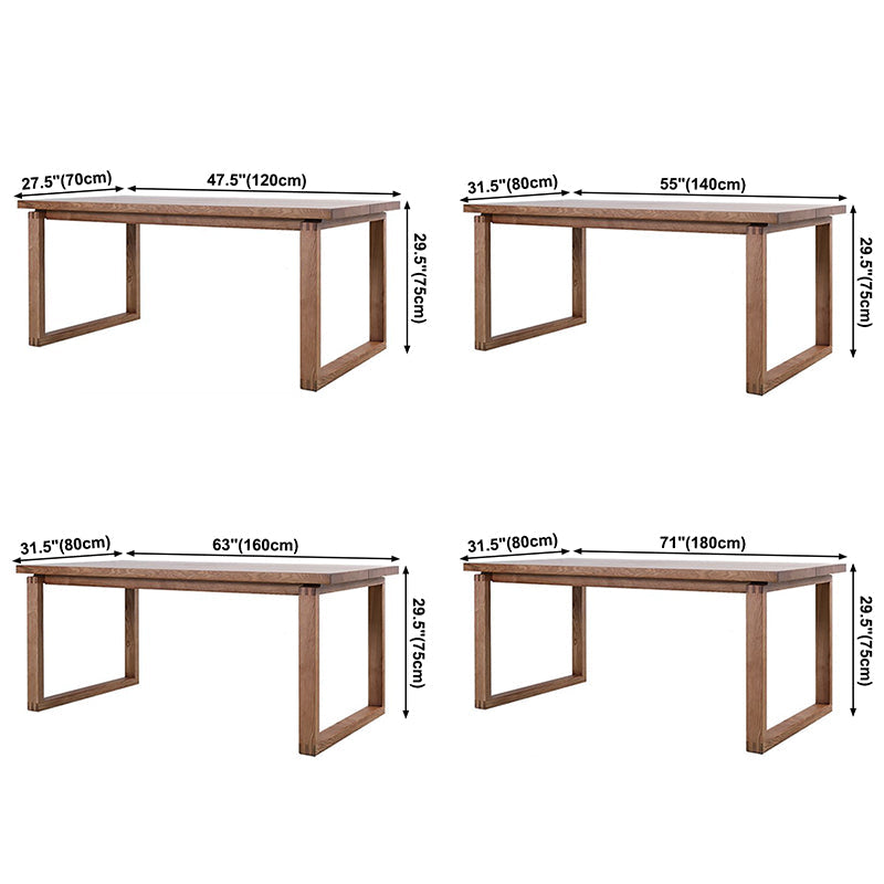 Contemporary Rectangle Shape Kitchen Dining Table Solid Wood Dining Table with Double Pedestal Bases Clearhalo ' dining_table' 'Dining Tables & Seating' 'Dining Tables' 'furn' 'furn_dining_table' 'Furniture' 'furniture_dining_table' 'Kitchen & Dining Furniture' 'kitchen&dining_furn' 'kitchen' 'kitchen_dining_table' 3704178