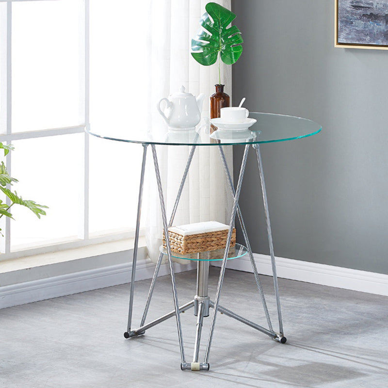 Modern Round Dining Room Table Tempered Glass Table with Pedestal Base for Dining Room Clearhalo ' dining_table' 'Dining Tables & Seating' 'Dining Tables' 'furn' 'furn_dining_table' 'Furniture' 'furniture_dining_table' 'Kitchen & Dining Furniture' 'kitchen&dining_furn' 'kitchen' 'kitchen_dining_table' 3704181