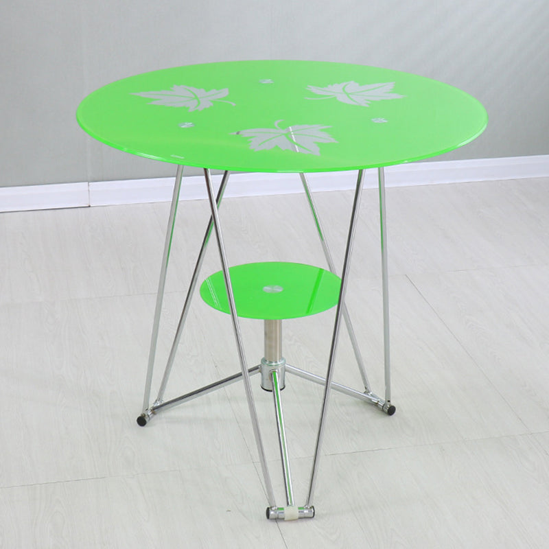 Modern Round Dining Room Table Tempered Glass Table with Pedestal Base for Dining Room Green Without Chairs Clearhalo ' dining_table' 'Dining Tables & Seating' 'Dining Tables' 'furn' 'furn_dining_table' 'Furniture' 'furniture_dining_table' 'Kitchen & Dining Furniture' 'kitchen&dining_furn' 'kitchen' 'kitchen_dining_table' 3704183
