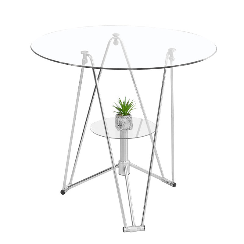 Modern Round Dining Room Table Tempered Glass Table with Pedestal Base for Dining Room Clear Without Chairs Clearhalo ' dining_table' 'Dining Tables & Seating' 'Dining Tables' 'furn' 'furn_dining_table' 'Furniture' 'furniture_dining_table' 'Kitchen & Dining Furniture' 'kitchen&dining_furn' 'kitchen' 'kitchen_dining_table' 3704185