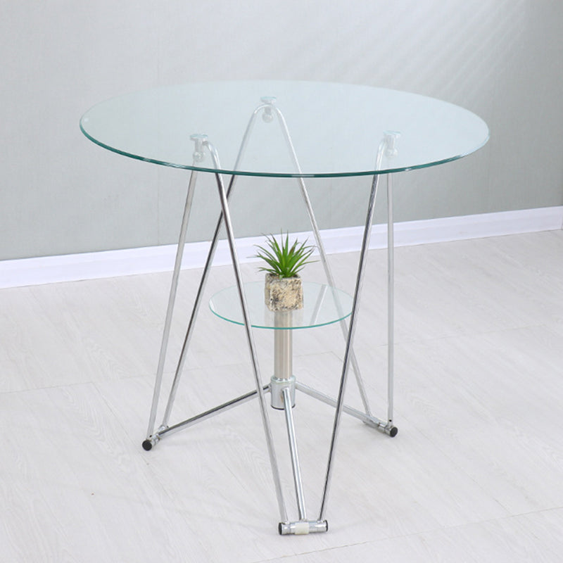 Modern Round Dining Room Table Tempered Glass Table with Pedestal Base for Dining Room Clearhalo ' dining_table' 'Dining Tables & Seating' 'Dining Tables' 'furn' 'furn_dining_table' 'Furniture' 'furniture_dining_table' 'Kitchen & Dining Furniture' 'kitchen&dining_furn' 'kitchen' 'kitchen_dining_table' 3704188