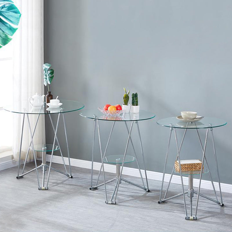 Modern Round Dining Room Table Tempered Glass Table with Pedestal Base for Dining Room Clearhalo ' dining_table' 'Dining Tables & Seating' 'Dining Tables' 'furn' 'furn_dining_table' 'Furniture' 'furniture_dining_table' 'Kitchen & Dining Furniture' 'kitchen&dining_furn' 'kitchen' 'kitchen_dining_table' 3704191