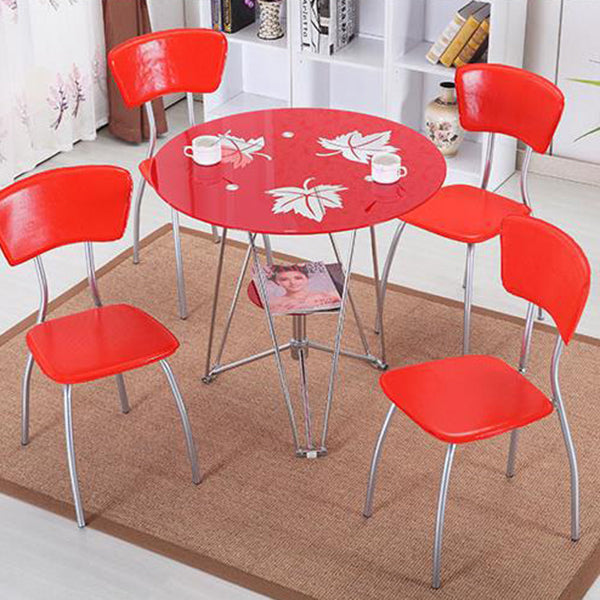 Modern Round Dining Room Table Tempered Glass Table with Pedestal Base for Dining Room Clearhalo ' dining_table' 'Dining Tables & Seating' 'Dining Tables' 'furn' 'furn_dining_table' 'Furniture' 'furniture_dining_table' 'Kitchen & Dining Furniture' 'kitchen&dining_furn' 'kitchen' 'kitchen_dining_table' 3704194