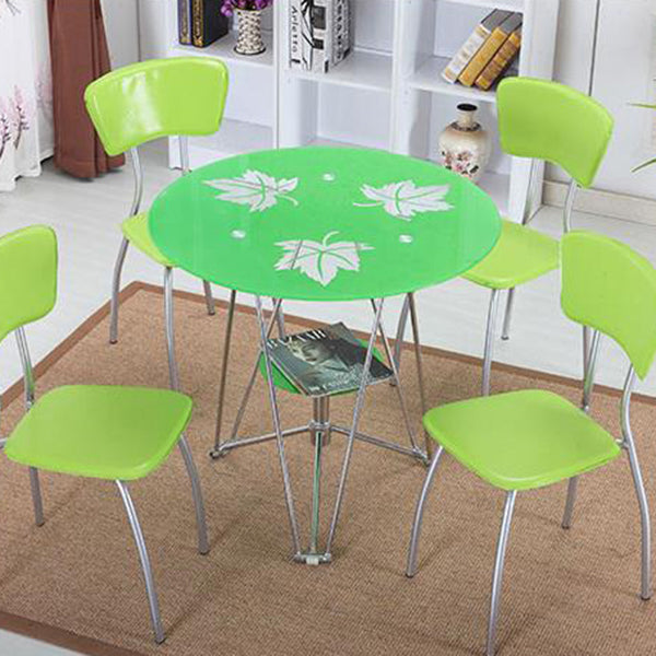 Modern Round Dining Room Table Tempered Glass Table with Pedestal Base for Dining Room Clearhalo ' dining_table' 'Dining Tables & Seating' 'Dining Tables' 'furn' 'furn_dining_table' 'Furniture' 'furniture_dining_table' 'Kitchen & Dining Furniture' 'kitchen&dining_furn' 'kitchen' 'kitchen_dining_table' 3704195