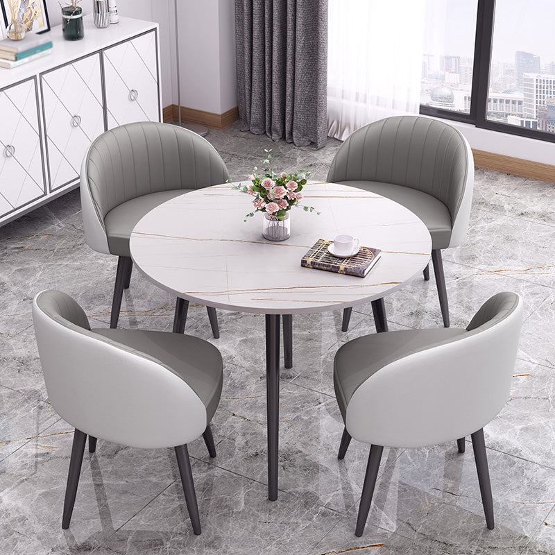 Round Shape 4 Legs Modern Dining Table White Fixed Table of Sintered Stone Clearhalo ' dining_table' 'Dining Tables & Seating' 'Dining Tables' 'furn' 'furn_dining_table' 'Furniture' 'furniture_dining_table' 'Kitchen & Dining Furniture' 'kitchen&dining_furn' 'kitchen' 'kitchen_dining_table' 3704202
