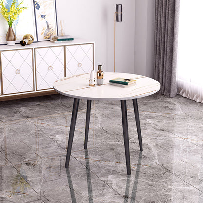 Round Shape 4 Legs Modern Dining Table White Fixed Table of Sintered Stone Black Without Chairs Clearhalo ' dining_table' 'Dining Tables & Seating' 'Dining Tables' 'furn' 'furn_dining_table' 'Furniture' 'furniture_dining_table' 'Kitchen & Dining Furniture' 'kitchen&dining_furn' 'kitchen' 'kitchen_dining_table' 3704204