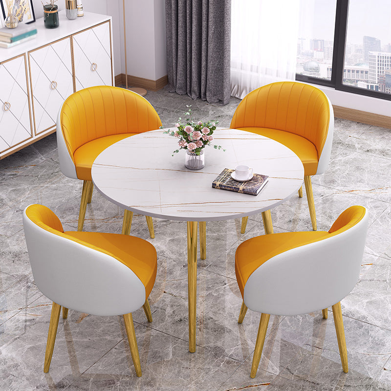 Round Shape 4 Legs Modern Dining Table White Fixed Table of Sintered Stone Clearhalo ' dining_table' 'Dining Tables & Seating' 'Dining Tables' 'furn' 'furn_dining_table' 'Furniture' 'furniture_dining_table' 'Kitchen & Dining Furniture' 'kitchen&dining_furn' 'kitchen' 'kitchen_dining_table' 3704205