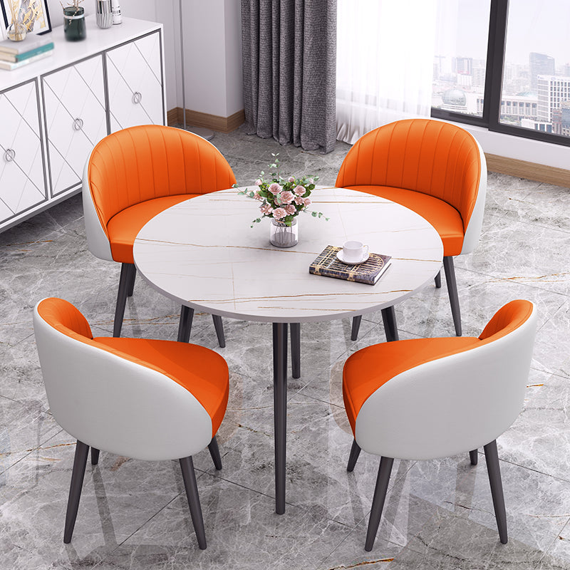 Round Shape 4 Legs Modern Dining Table White Fixed Table of Sintered Stone Clearhalo ' dining_table' 'Dining Tables & Seating' 'Dining Tables' 'furn' 'furn_dining_table' 'Furniture' 'furniture_dining_table' 'Kitchen & Dining Furniture' 'kitchen&dining_furn' 'kitchen' 'kitchen_dining_table' 3704206