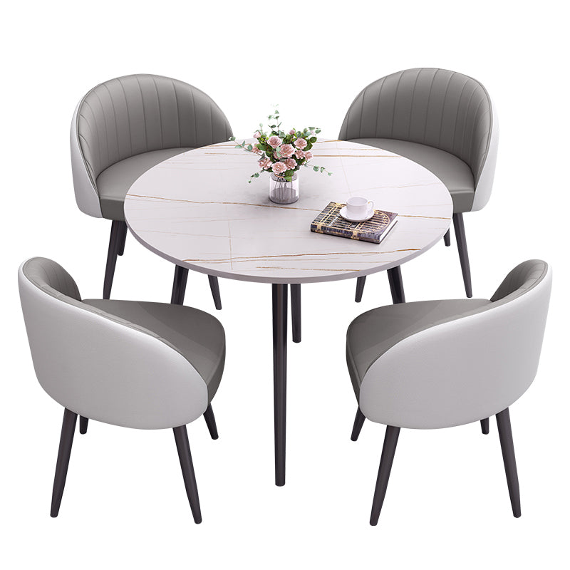 Round Shape 4 Legs Modern Dining Table White Fixed Table of Sintered Stone Clearhalo ' dining_table' 'Dining Tables & Seating' 'Dining Tables' 'furn' 'furn_dining_table' 'Furniture' 'furniture_dining_table' 'Kitchen & Dining Furniture' 'kitchen&dining_furn' 'kitchen' 'kitchen_dining_table' 3704208