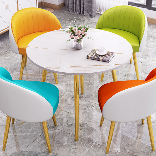 Round Shape 4 Legs Modern Dining Table White Fixed Table of Sintered Stone Clearhalo ' dining_table' 'Dining Tables & Seating' 'Dining Tables' 'furn' 'furn_dining_table' 'Furniture' 'furniture_dining_table' 'Kitchen & Dining Furniture' 'kitchen&dining_furn' 'kitchen' 'kitchen_dining_table' 3704211