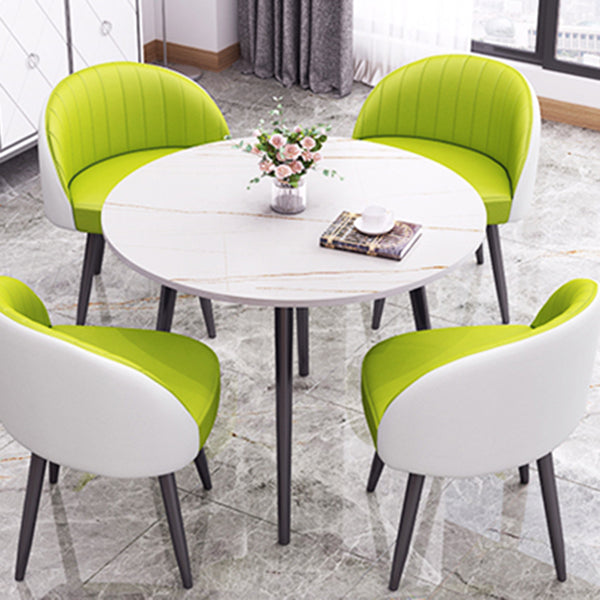 Round Shape 4 Legs Modern Dining Table White Fixed Table of Sintered Stone Clearhalo ' dining_table' 'Dining Tables & Seating' 'Dining Tables' 'furn' 'furn_dining_table' 'Furniture' 'furniture_dining_table' 'Kitchen & Dining Furniture' 'kitchen&dining_furn' 'kitchen' 'kitchen_dining_table' 3704212