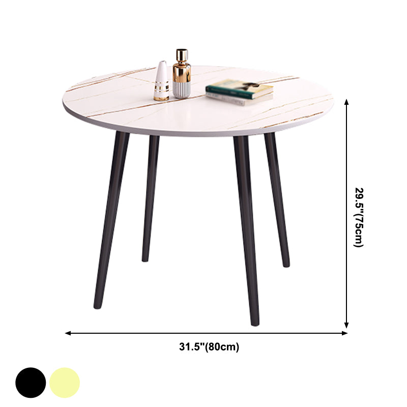 Round Shape 4 Legs Modern Dining Table White Fixed Table of Sintered Stone Clearhalo ' dining_table' 'Dining Tables & Seating' 'Dining Tables' 'furn' 'furn_dining_table' 'Furniture' 'furniture_dining_table' 'Kitchen & Dining Furniture' 'kitchen&dining_furn' 'kitchen' 'kitchen_dining_table' 3704213
