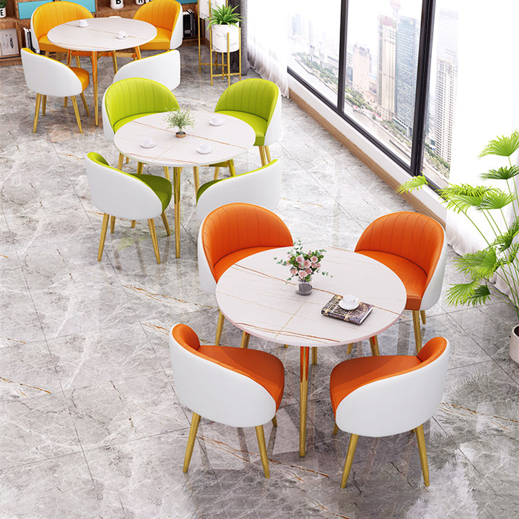 Round Shape 4 Legs Modern Dining Table White Fixed Table of Sintered Stone Clearhalo ' dining_table' 'Dining Tables & Seating' 'Dining Tables' 'furn' 'furn_dining_table' 'Furniture' 'furniture_dining_table' 'Kitchen & Dining Furniture' 'kitchen&dining_furn' 'kitchen' 'kitchen_dining_table' 3704215