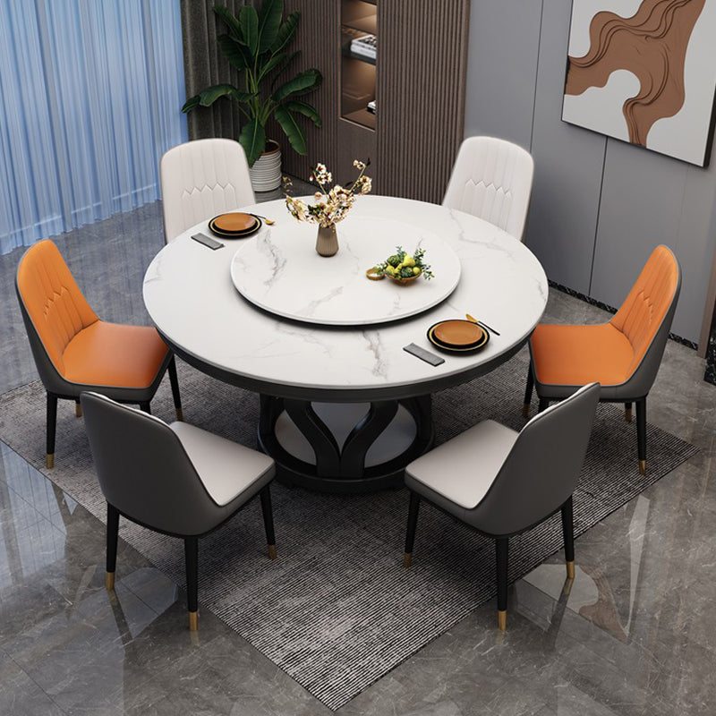Solid Wood Contemporary Round Dining Table Sintered Stone Top Table for Dining Room Clearhalo ' dining_table' 'Dining Tables & Seating' 'Dining Tables' 'furn' 'furn_dining_table' 'Furniture' 'furniture_dining_table' 'Kitchen & Dining Furniture' 'kitchen&dining_furn' 'kitchen' 'kitchen_dining_table' 3704261
