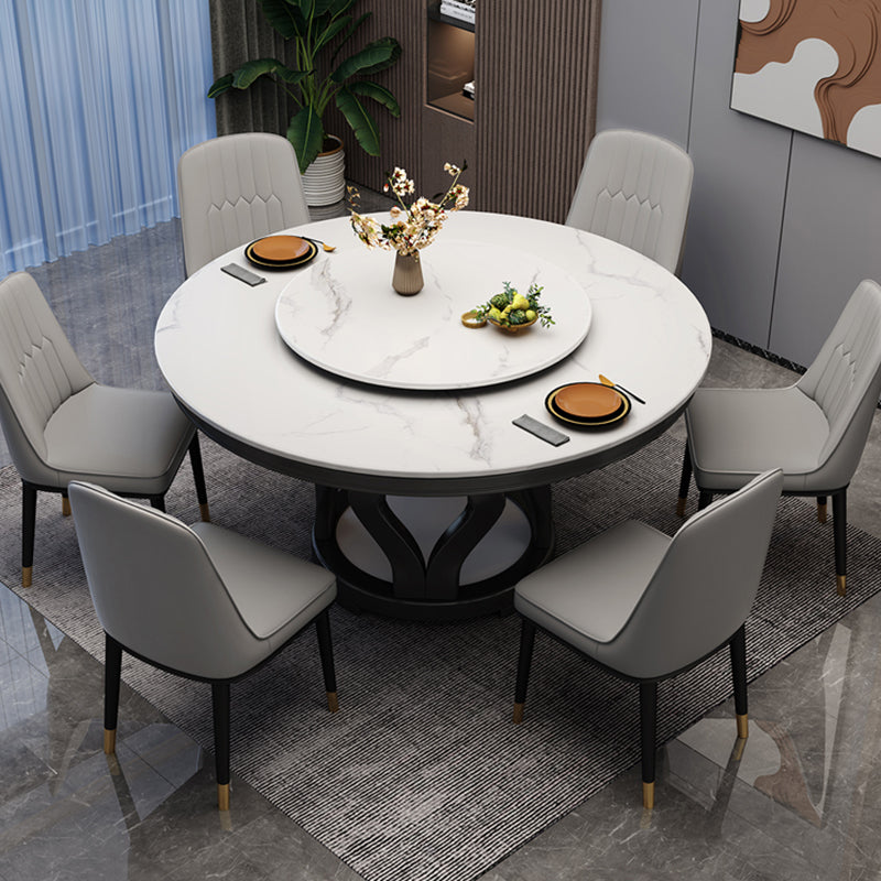 Solid Wood Contemporary Round Dining Table Sintered Stone Top Table for Dining Room Clearhalo ' dining_table' 'Dining Tables & Seating' 'Dining Tables' 'furn' 'furn_dining_table' 'Furniture' 'furniture_dining_table' 'Kitchen & Dining Furniture' 'kitchen&dining_furn' 'kitchen' 'kitchen_dining_table' 3704262
