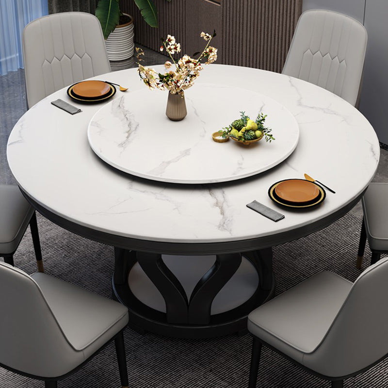 Solid Wood Contemporary Round Dining Table Sintered Stone Top Table for Dining Room Clearhalo ' dining_table' 'Dining Tables & Seating' 'Dining Tables' 'furn' 'furn_dining_table' 'Furniture' 'furniture_dining_table' 'Kitchen & Dining Furniture' 'kitchen&dining_furn' 'kitchen' 'kitchen_dining_table' 3704263
