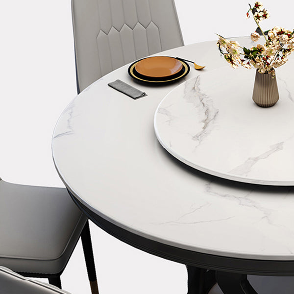 Solid Wood Contemporary Round Dining Table Sintered Stone Top Table for Dining Room Clearhalo ' dining_table' 'Dining Tables & Seating' 'Dining Tables' 'furn' 'furn_dining_table' 'Furniture' 'furniture_dining_table' 'Kitchen & Dining Furniture' 'kitchen&dining_furn' 'kitchen' 'kitchen_dining_table' 3704266