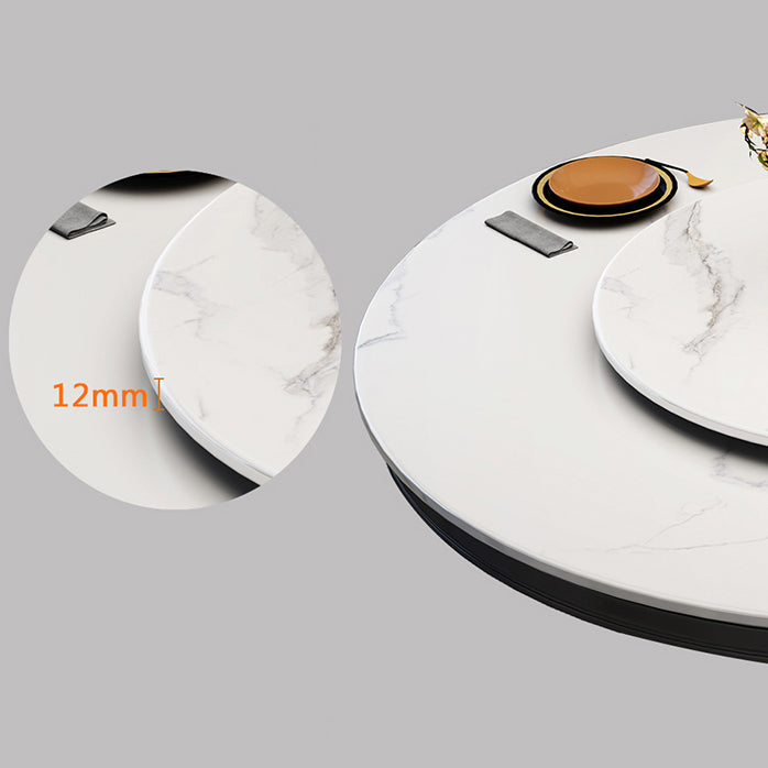 Solid Wood Contemporary Round Dining Table Sintered Stone Top Table for Dining Room Clearhalo ' dining_table' 'Dining Tables & Seating' 'Dining Tables' 'furn' 'furn_dining_table' 'Furniture' 'furniture_dining_table' 'Kitchen & Dining Furniture' 'kitchen&dining_furn' 'kitchen' 'kitchen_dining_table' 3704267